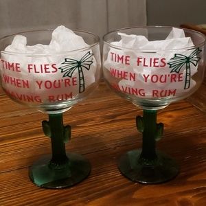 Set of handmade margarita glasses